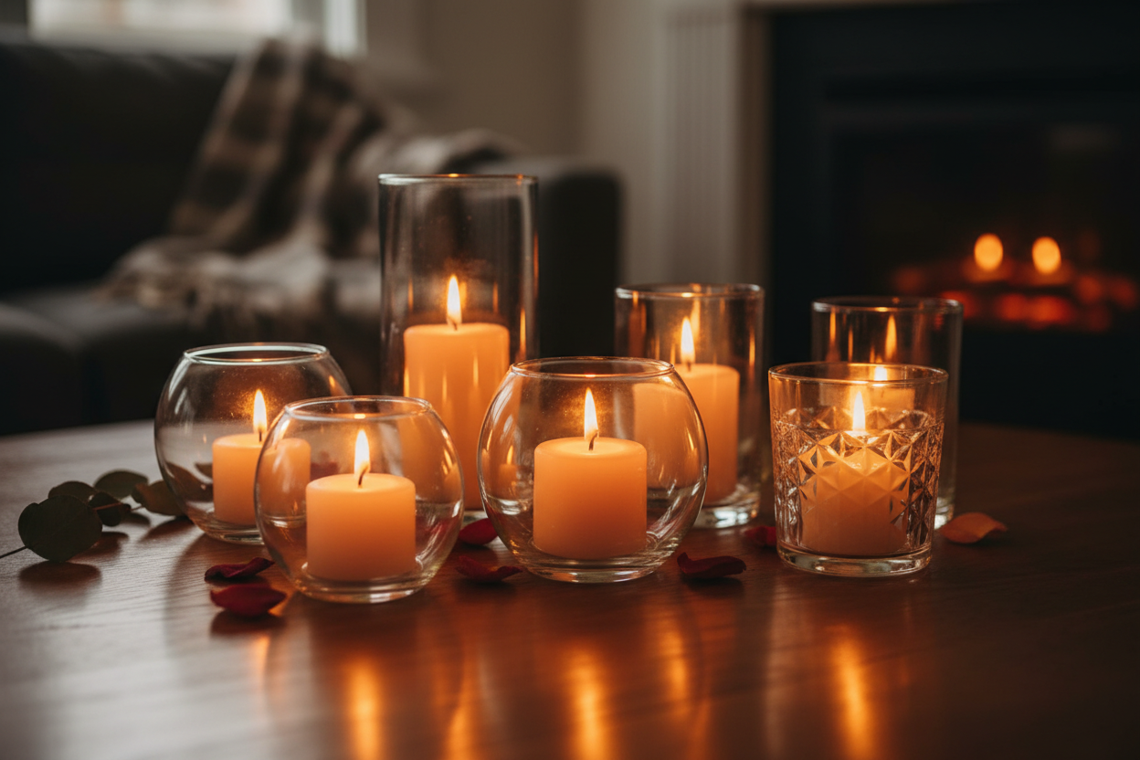 immagine generica di candele dentro il bicchiere